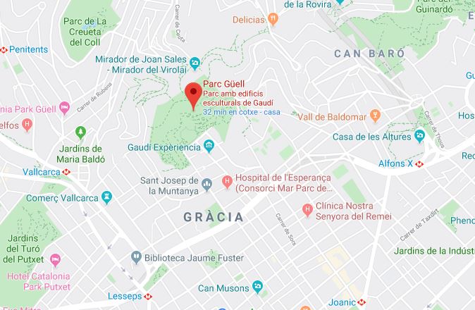 Map: Parc Güell & Barri de Gràcia